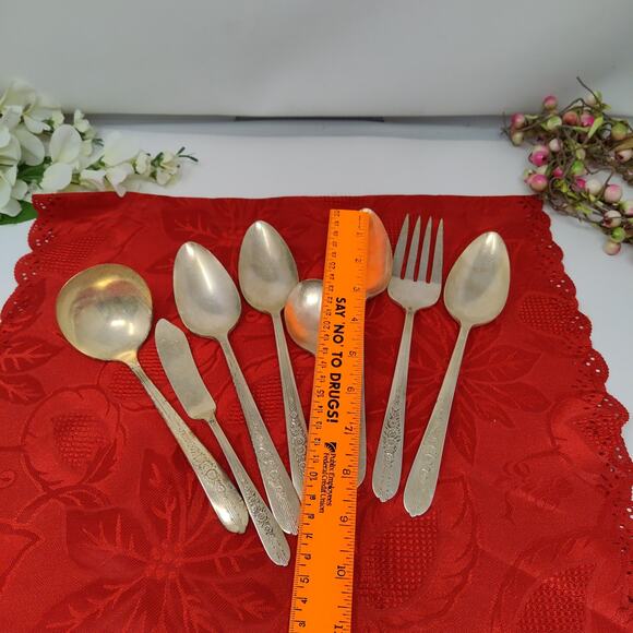 5X Serving Pieces 1939 ROYAL ROSE Oneida Nobility Plate Silverplate Spoons Sprea - Picture 3 of 14